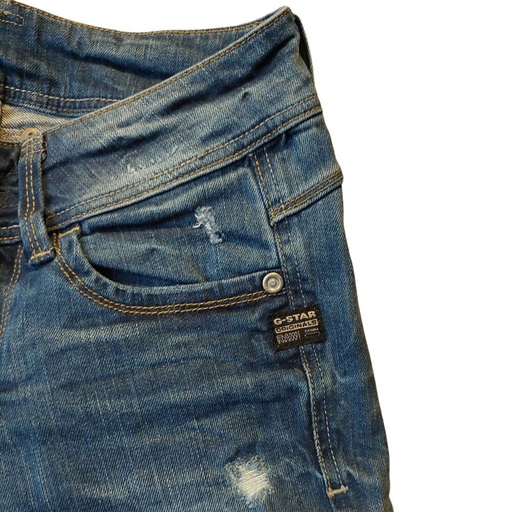 Retro Vintage G-Star Raw Lynn Skinny Eslow Destroyed Denim Blue Jeans Sz 25 NWT - Picture 6 of 11